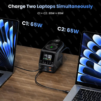 Stasiun Pengisian Daya GaN 240W 4*140W PD3.1 USB-C Pengisi Daya Cepat Nirkabel, Cocok untuk Laptop Apple Jam Alarm Samsung