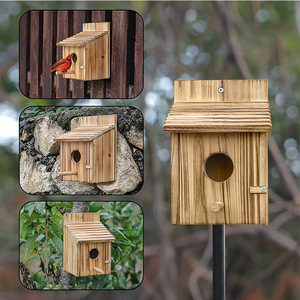 บ้านนกไม้สนทรงสี่เหลี่ยม ทนทาน ใช้กลางแจ้ง กล่องเพาะพันธุ์นกขนาดเล็ก - Product Image 3