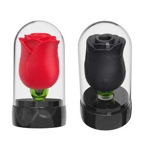 Rose <span class=keywords><strong>Shaped</strong></span> <span class=keywords><strong>Vibrator</strong></span> für Frauen Rot Schwarz Zunge Klitoris Saugen für Ei Sexspielzeug mit Vibrations funktion - Product Image 6