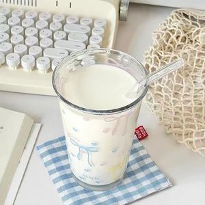 Dessert imprimé mignon de dessin animé Lelyi avec tasse en verre de paille ins tasse en verre de grande capacité domestique - Product Image 5