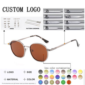 Gafas de Sol Ovaladas de Metal con Lentes Degradados Marrones, Estilo Retro, Unisex, Protección Solar - Product Image 2