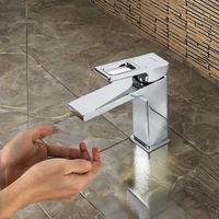 Robinet de lavabo de salle de bain moderne à trou unique, haut, avec noyau de valve en céramique, poignée unique en laiton