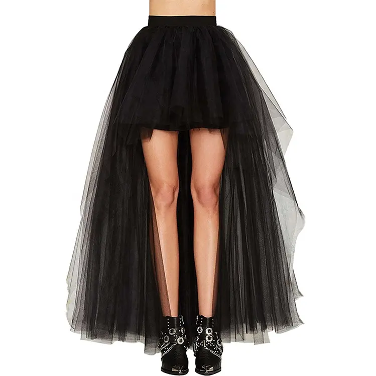 custom lady sexy high waist short mesh pleated mini tulle women skirts