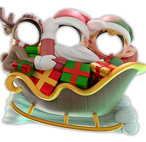 Christmas Fiberglass Resin Sculpture | Large Outdoor Yard Decoration <strong>Santa</strong> <strong>Sleigh</strong> &amp; <strong>Reindeer</strong> Statue - Product Image 1