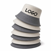 Chapeau Bob en Laine Bicolore à Blocs de Couleurs, Chaud et Doux pour l'Hiver, Chapeau de Pêcheur en Feutre, Chapeau de Soleil d'Extérieur, Personnalisé, Haute Qualité, Vente en Gros