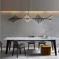Nórdico creativo moderno Piano pescado hueso hierro acrílico interior decorativo sala de estar Oficina tira Led lámpara colgante Luz