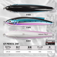 Pabrik grosir umpan pancing air asin 140mm 70g stiker tenggelam untuk memancing