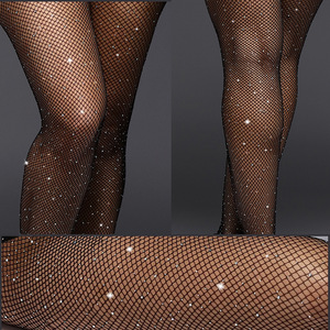 Collants résille effet cristal pour femme, bas sexy en maille brillante avec strass - Product Image 4