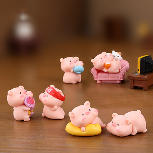 6 Estilos de Figuras de Animales 3D de Dibujos Animados, Adornos Lindos, Mini Cerditos de Plástico para Decoración de Jardín, Hogar, Bonsái, Regalos - Product Image 1