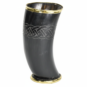 Vase à fleurs en corne de buffle à la mode de haute qualité Vase médiéval à jante en laiton pour jardin et décoration de la maison Vase à fleurs en corne - Product Image 1