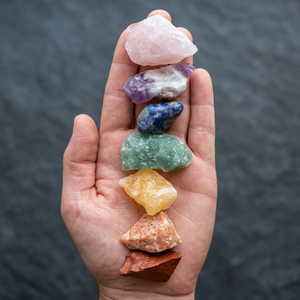 Juego de Piedras de Cristal Natural de 7 Chakras |   Kit de Cristales Crudos de Piedras Preciosas Curativas |   Piedras de Palma para Equilibrio de Chakras, Meditación, Reiki y Yoga - Product Image 1