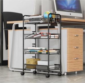 4-Tier Metal Utility Cart, Mesh Wire Rolling Cart Storage <b>Trolley</b> with Easy Assembly Organizer <b>Craft</b> Cart - Product Image 4