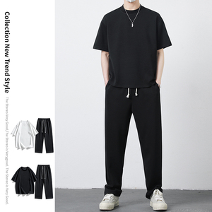 Pantalon décontracté pour garçons, nouveau modèle automne, avec logo personnalisé, style américain, coupe droite ample, jambe large, confortable, pour le printemps et l'automne. - Product Image 3