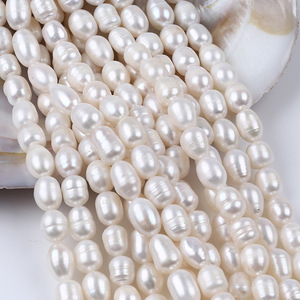 8-9mm Rice Beads Natural <b>Freshwater</b> White Pink Colored <b>Pearls</b> Loose Beads for DIY Necklace <b>Bracelet</b> Material - Product Image 5