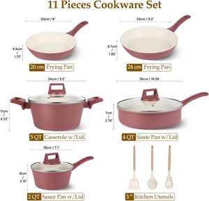 Top Selling High Quality Stylish Kitchen King <b>Cookware</b> <b>Set</b> Eco-Friendly Aluminum Forged Stone Soft Touch Wood Grain Handle Metal - Product Image 2