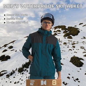 Chaqueta de Esquí Impermeable, Transpirable y Cortavientos, Aislada, de Invierno, Calidad Premium, para Hombre, con Capucha, para Nieve, de Nailon Teñido Liso - Product Image 2