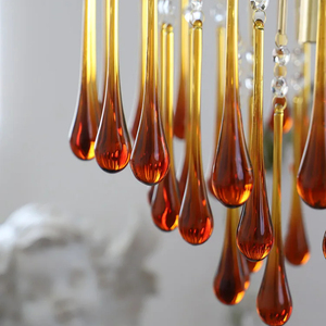 <span class=keywords><strong>Lampadario</strong></span> a goccia in vetro arancio ambra - Product Image 4