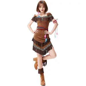 Halloween carnival costumes Native American Female Chieftain Cosplay Costume Prom Cos Dress