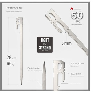 28cm Stainless Steel <b>Canopy</b> Tent Pegs Tent Nail <b>Camping</b> Stakes Multipurpose Bottle Opener Hiking Accessories - Product Image 3