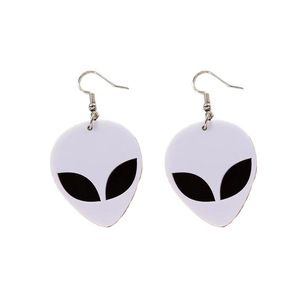Alien Drop Earrings Rose Red Cartoon Party Costume Accessory - Product Image 4