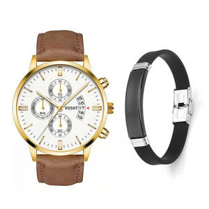 Nouvelle montre à <span class=keywords><strong>bracelet</strong></span> pour homme à trois aiguilles factices, tendance, décontractée, montre à quartz pour affaires, ensemble de montres à <span class=keywords><strong>bracelet</strong></span> - Product Image 2