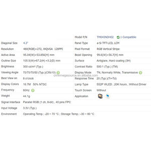 TM043NDH02 4,3 pulgadas 480*272 TFT LCD Módulo de pantalla LCD pantalla TFT panel LCD en stock - Product Image 4