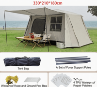 Carpa Compacta de Glamping Resistente con Revestimiento Plateado de Oxford, Protección UV, Cobertura Total, 2 Habitaciones, 1 Salón, Ventanas de Rejilla para las Cuatro Estaciones