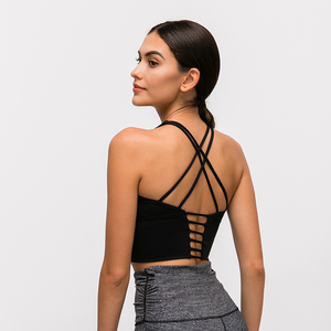 Venta al por mayor de ropa con logotipo personalizado Sexy correas cruzadas espalda Yoga sujetadores alto impacto Fitness deportes <span class=keywords><strong>sujetador</strong></span> superior <span class=keywords><strong>para</strong></span> las mujeres - Product Image 2