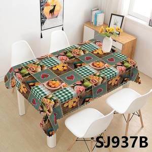 Nappe en PVC à carreaux vintage motif fruits |   Nappe imperméable et anti-taches, facile à nettoyer, avec motif <span class=keywords><strong>grain</strong></span> de bois rétro et bordure en dentelle - Product Image 3