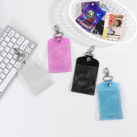 Porte-cartes transparent scintillant style coréen, mignon et transparent, pour cartes photo, cartes d'étudiant, cartes de transport et badges d'accès au campus