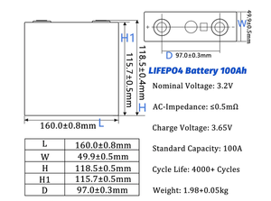 แบตเตอรี่เซลล์ 3.2V 100ah Lf100la (LFP) พร้อมรอบการใช้งานลึก 5000 รอบ - Product Image 6