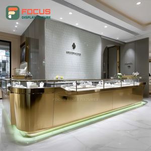 Luxury Jewelry Retail Showcase System Wood <b>Frame</b> Boutique Space Glass Showcase - Product Image 5