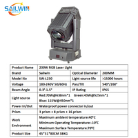 Projecteur laser à tête mobile Sharpy Sailwin Factory, étanche, 230W, RGB, pleine couleur, faisceau laser, 10KM avec prisme, lumières laser disco