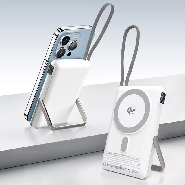 10000mAh Semi-Solid-State 25W Magnetic Wireless Power Bank PD30W Fast Charge with Type-C Cable, Digital Display &Foldable Stand