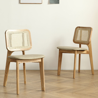 Chaise de salle à manger classique et pratique en rotin, chaise rembourrée en bois massif pour salle à manger