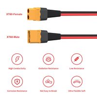 ELFCULB XT60 Y Splitter 12AWG XT60 Câble connecteur 1 mâle vers 2 femelles pour UAV Phantom Quadcopter RC Car (1FT)