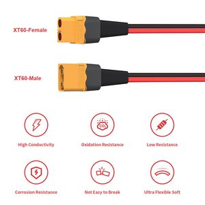 Cavo Connettore Sdoppiatore <span class=keywords><strong>a</strong></span> Y ELFCULB XT60 12AWG da 1 Maschio <span class=keywords><strong>a</strong></span> 2 Femmine per UAV Phantom Quadcopter RC Car (1FT) - Product Image 2