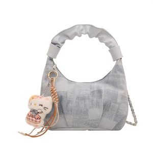 Borsa a tracolla da donna in PU con cerniera e dettaglio catena, design di nicchia, colore unico, moda stagionale per l'estate 2026, porta carte d'identità - Product Image 5