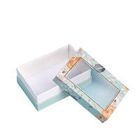 Boîte cadeau en papier avec fenêtre transparente en PVC, boîtes en carton, emballage transparent, couvercle amovible