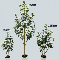 Bonsai Bunga Plastik Buatan Tangan Ramah Lingkungan yang Realistis Berbentuk Kamelia Buatan untuk Dekorasi Tanaman Hijau di Dalam dan Luar Ruangan.