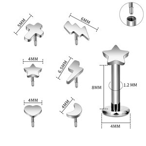 316L thép không gỉ mặt trăng sao chéo labret Lip Stud Vật liệu phẫu thuật sụn Helix tragus cơ thể không thấm nước piercing đồ trang sức - Product Image 2