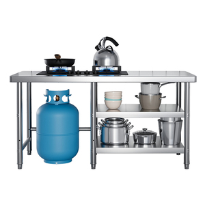 Mesa De Trabalho De Aço Inoxidável Top Fogão A Gás Cozinha Bancada Dupla 2 Três Tanque De Gás De 3 Camadas Pode Ser Colocado Nas Mesas Inferiores - Product Image 1