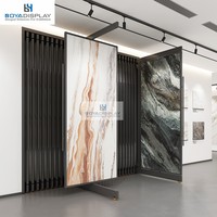 Stand d'exposition de carreaux rotatif et coulissant sur mesure pour salle d'exposition, vitrine métallique coulissante pour présentation