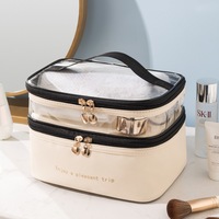 Sacs cosmétiques à fermeture éclair en PU PVC à double couche, grande capacité, étui pour femmes, sac imperméable, pochette quotidienne, logo personnalisé, sac de maquillage