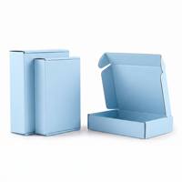 Boîte d'expédition en carton ondulé bleu clair avec logo personnalisé, vente en gros, petit MOQ, emballage pour cadeaux et entreprises