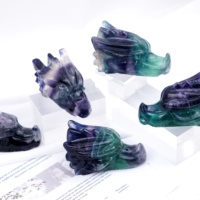Nouveau produit guérison cristal pierre artisanat Fluorite Dragon crâne sculptures Sculpture pour ornement