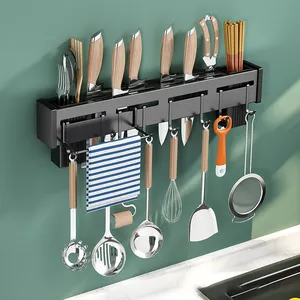 New Design Product Multifunctional Stainless Steel Kitchen Storage Rack Utensils Sundries Organizer Wall Mount Knife Holder