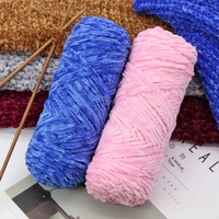 Fil épais en velours chenille doré, multicolore, pour tricot à la main, sacs au crochet et motifs 'Violent Bear', en fil ring-spun blanchi