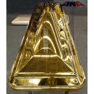 Роскошный металлический гроб ANA в американском стиле, покрытый золотом, с бархатной отделкой цвета миндаль - Product Image 3