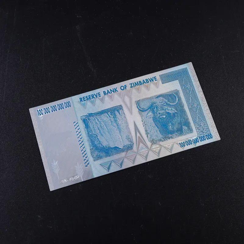 Gratis Verzending Zimbabwe Valuta 100 Biljoen Dollar Zilveren Bankbiljetten Originele Zilveren Plastic Geldinzameling